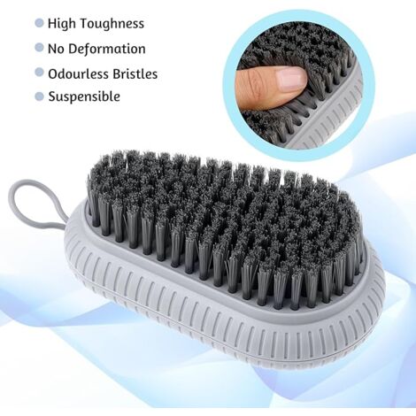 Sollbry Soft Scrub Brush, Cleaning Brush for Laundry, Clothes, Shoes, Easy to Grip, Nail Scrubber Brush with Hanging Rope (Grey)