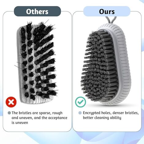 Sollbry Soft Scrub Brush, Cleaning Brush for Laundry, Clothes, Shoes, Easy to Grip, Nail Scrubber Brush with Hanging Rope (Grey)