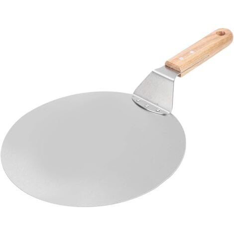 Sollbry Pizza Paddle, 10 Inch Round Metal Pizza Peel Stainless Steel Pizza Peel, Pizza Spatula with Wooden Handle for Baking Homemade Pizza and Bread
