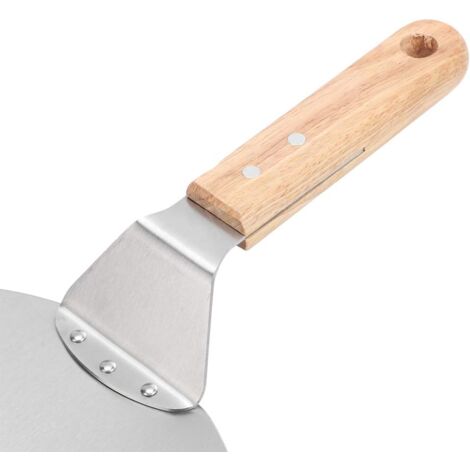 Sollbry Pizza Paddle, 10 Inch Round Metal Pizza Peel Stainless Steel Pizza Peel, Pizza Spatula with Wooden Handle for Baking Homemade Pizza and Bread