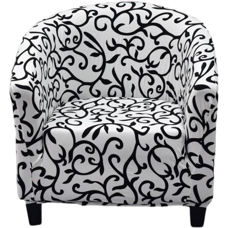 Sollbry Club Chair Cover - Barrel Chair Cover Printed Tub Chair Cover Soft Armrest Sofa Cover Removable Sofa Slipcover Club Chair Cover with Armrests (90 x 65 cm)