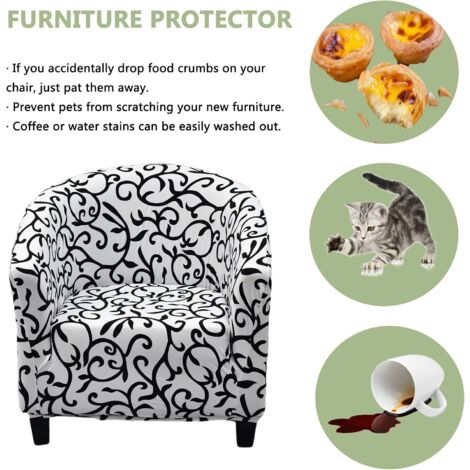 Sollbry Club Chair Cover - Barrel Chair Cover Printed Tub Chair Cover Soft Armrest Sofa Cover Removable Sofa Slipcover Club Chair Cover with Armrests (90 x 65 cm)