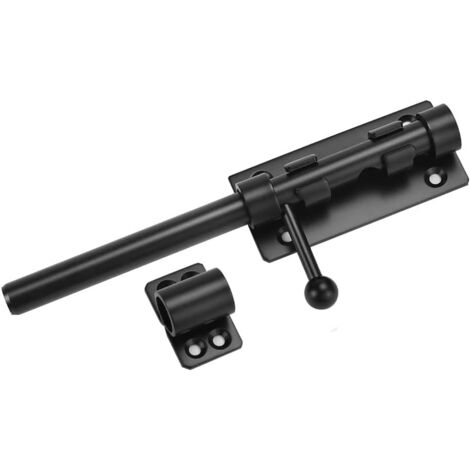 Sollbry Heavy Duty Sliding Door Lock with Padlock Hole 6 inch, 160mm Matte Black Stainless Steel, Sliding Barrel Door Lock Bolt Latch 14mm Diameter