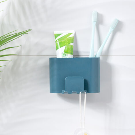 Sollbry Punch-free Toothbrush Holder Toilet Bathroom Wall Mounted Mouthwash Cup Storage Rack Toothpaste Holder Decor Shelf Cute，117.74.5cm