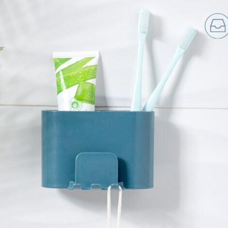 Sollbry Punch-free Toothbrush Holder Toilet Bathroom Wall Mounted Mouthwash Cup Storage Rack Toothpaste Holder Decor Shelf Cute，117.74.5cm