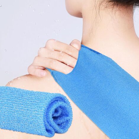 Sollbry 2 Loofah Back Scrubber Exfoliator, Back Washer Strap, Loofah Scrubber Strap for Bath, Exfoliating Loofah Sponge Back Scratcher, Removes Dead Skin Body, for Women Men (Pink + Blue)