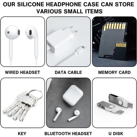 4 PCS Headphone Organizer And Silicone Cable Ties, Silicone Pouch For...