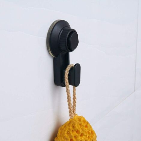 Sollbry Pack Removable Reusable Suction Cup Hooks for Coats Towels Bathrobes Suction Cup Hook for Travel Hotel（Black）