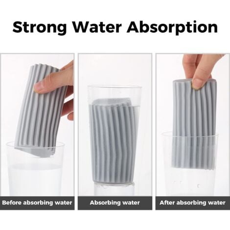 Sollbry x Wet Cleaning Sponge, Sponge Cleaning Brush, Duster for Cleaning Blinds, Glass, Baseboards, Vents, Balustrades, Mirrors, Window Track Grooves and Faucets (Grey)