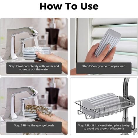 Sollbry x Wet Cleaning Sponge, Sponge Cleaning Brush, Duster for Cleaning Blinds, Glass, Baseboards, Vents, Balustrades, Mirrors, Window Track Grooves and Faucets (Grey)