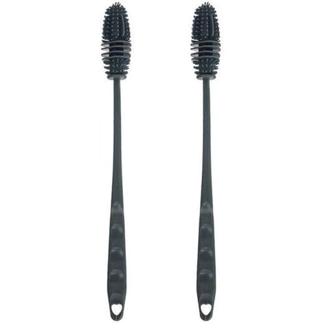 Sollbry Pack 28cm Silicone Bottle Brush with Long Handle, Bottle Cleaning Brush, Suitable for Kitchen Bottles, Glasses Brush, Dishwashing Brush (Grey)