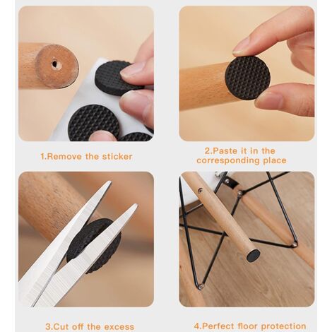 Sollbry 60 Pieces Non-Slip Floor Protectors, Self-Adhesive Furniture Feet Pads Protectors, Protective Pads for Wooden Floors, Table Legs, Chair