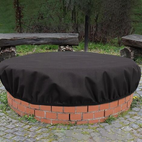 Sollbry Round Fire Pit Cover, Outdoor Fire Pit Cover - Full Coverage Outdoor Fireplace Cover, 600D Oxford Patio Fire Pit Protector for Built-in Round Fire Pits