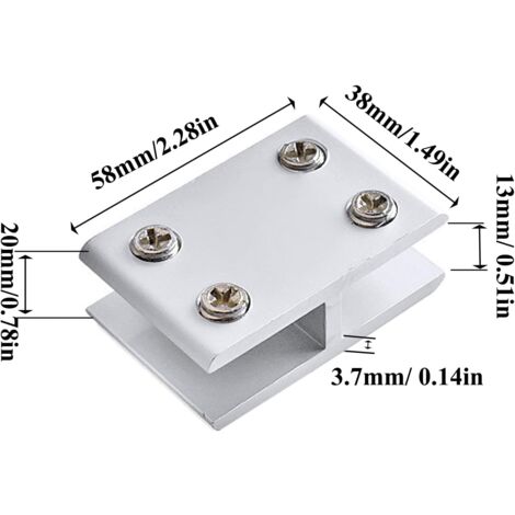 Sollbry Pack Glass Clamp Aluminum Alloy Glass Clips for Fixing Glass on Both Sides of Shower Tables Panels, Adjustable Glass Clamp from 10 to 12mm Thickness, 180 Degree