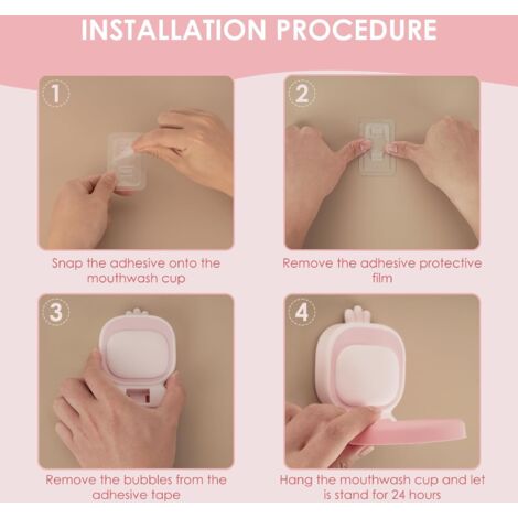 Sollbry Wall Mounted Toothbrush and Toothpaste Holder for Bathroom, Toothbrush and Toothpaste Holder for Bathroom - Accessories Organizer and Anti-fall Cup (Pink)