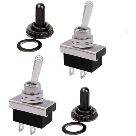 2 PCS Metal Toggle Switch Kit - KN3D-101 SPST ON/Off, 12V 20A, 2-Pin Waterproof Rocker Switch With Rubber Cover For Car Dash & DIY