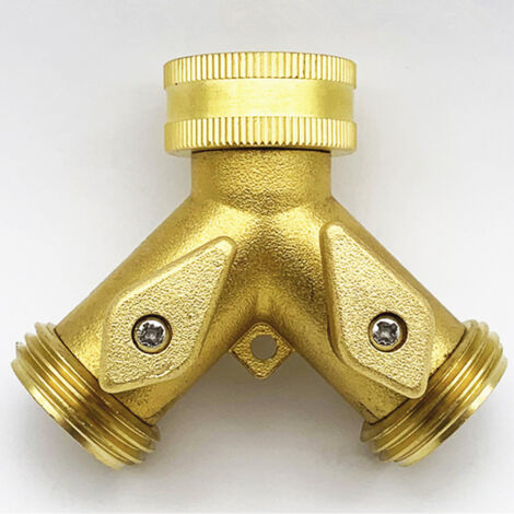 Sollbry 2-Way Y-Distributor Y Fitting 3/4 Brass Distributor Inch with Washer Faucets Y Connector ...
