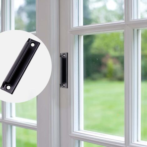 Sollbry 2Pcs Aluminum Alloy Handle,Door Handle,Interior Door Handle,Balcony Door Handle,Exterior Door Handle,For Windows,Furniture Hardware With 4 Screws（Black）