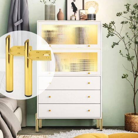 Sollbry 4pcs Modern Style Aluminum Alloy Furniture Legs Tea Table Support Bed Foot TV Cabinet Leg Metal Leg Hardware Accessories (Color : 4pcs, Gold, 13cm)