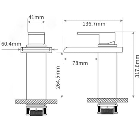 Robinet Salle de Bain Cascade Mitigeur de Lavabo Bec Haut pour Vasque Robinet Lavabo Corps en Acier Inox Chromé Design Moderne