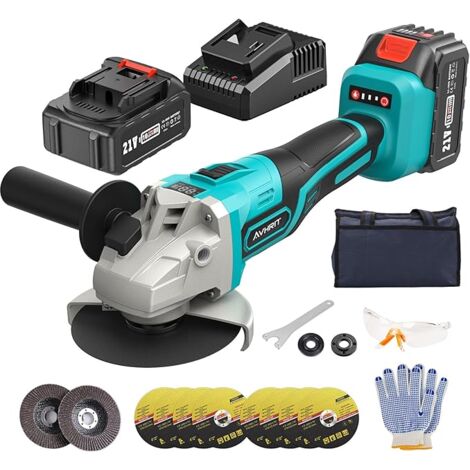 Akku Winkelschleifer 21V, 125 Mm, Mit 2 Akkus – Brushless, 13000 U/min, 3 Geschwindigkeiten