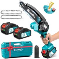 Seesii Mini Kettensäge mit Akku 8000mAh 6 Zoll, Mini Kettensäge Elektro mit Automatischer Öler und 2 Akku 4000mAh, Handkettensäge Akku für Gartenscheren Astschere Holzschneidenz