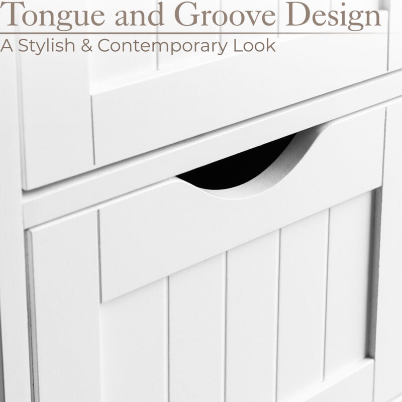 Christow Grey Bathroom Drawers, Wooden 4 Drawer Storage Unit, Free