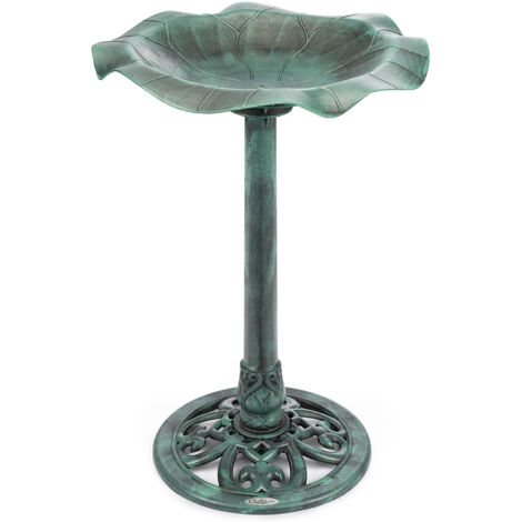 Resin Leaf Bird Bath - Green