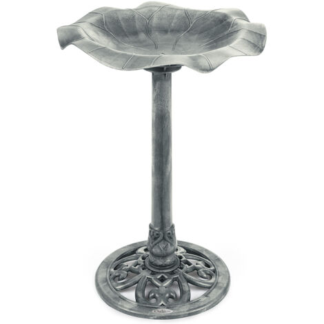 Resin Leaf Bird Bath - Grey