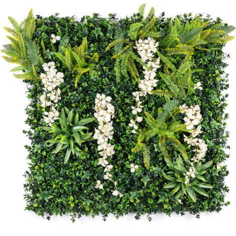Artificial Wisteria Living Wall Panels - White 1 Pack