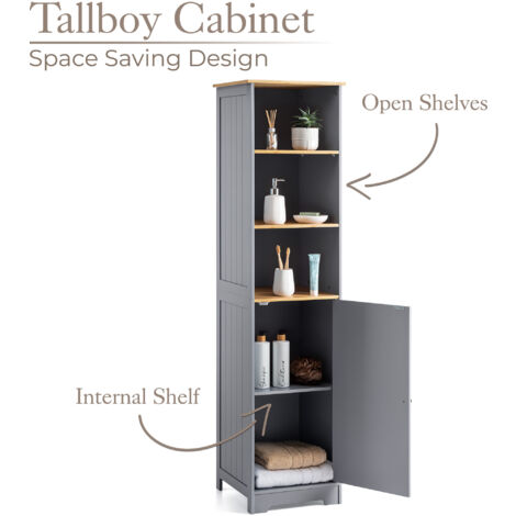 Lustleigh Grey Tallboy Bathroom Cabinet