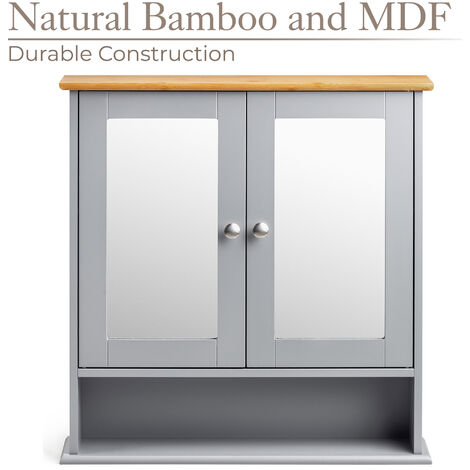 Lustleigh Grey Double Mirrored Bathroom Cabinet
