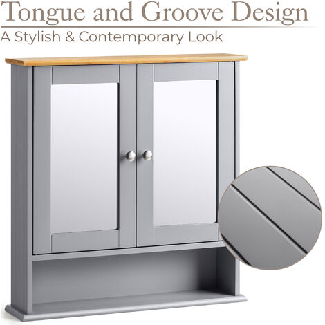 Lustleigh Grey Double Mirrored Bathroom Cabinet