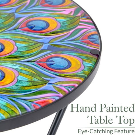 Glass Peacock Garden Table