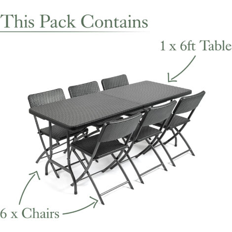 Rattan Effect 6 Seater Dining Set (6ft)
