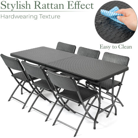 Rattan Effect 6 Seater Dining Set (6ft)