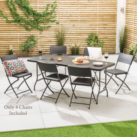 Rattan Effect 4 Seater Dining Set (6ft)