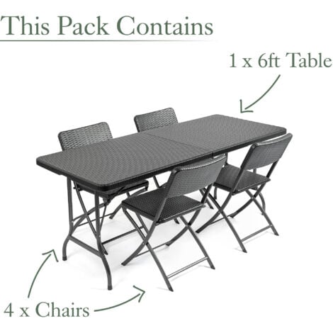 Rattan Effect 4 Seater Dining Set (6ft)