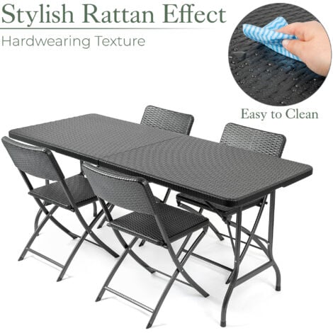 Rattan Effect 4 Seater Dining Set (6ft)