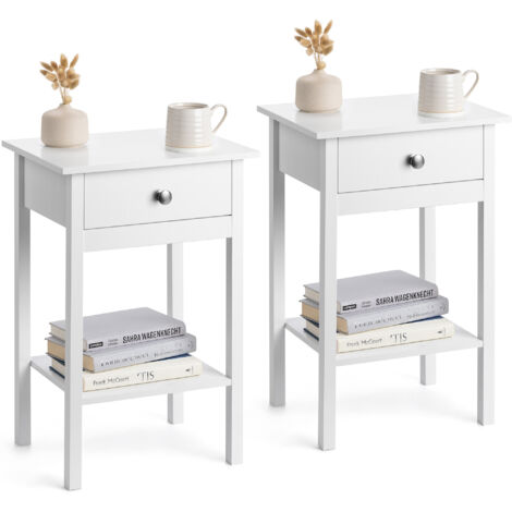 Pair of Bedside Tables - White