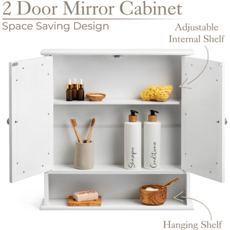 Clovelly White Double Mirrored Bathroom Cabinet