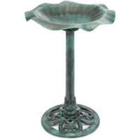 Resin Leaf Bird Bath - Green