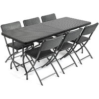 Rattan Effect 6 Seater Dining Set (6ft)