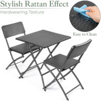 Rattan Effect Bistro Set (3 Piece) - Black