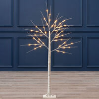 White Christmas Birch Tree with LED Lights - 4ft