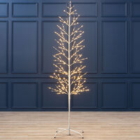 White Twig Tree With Lights (7ft) - Multi Coloured