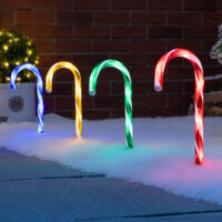 Christow Small Mains Powered Candy Cane Pathway Lights 26cm 4 Pack - Multi Coloured (Mains)