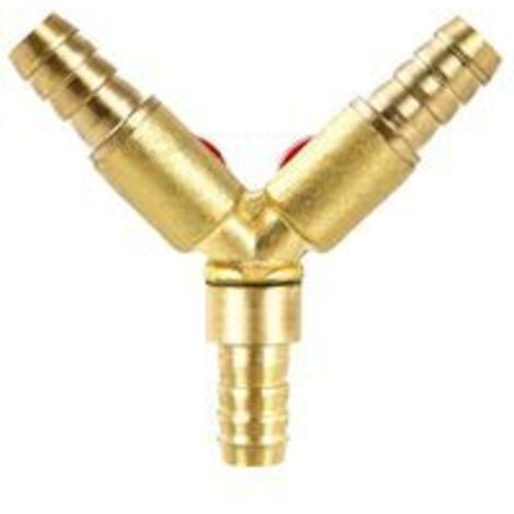 Y-Schlauchverbinder, 3-Wege-Verteiler, Messing-Zink-Legierung, 10 mm Kugelhahn für Wasser, Öl und Gas zur Gartenbewässerung (1 Stück) (1/5)