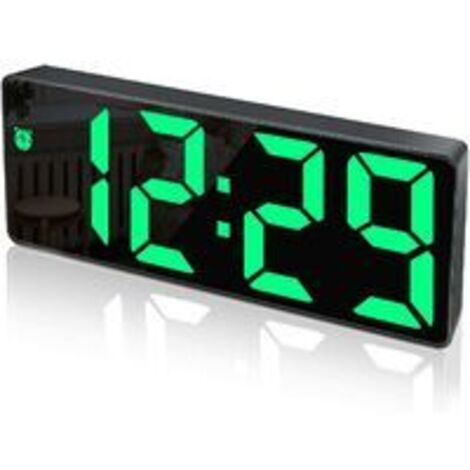 Digitaler Wecker, großes LED-Display, Spiegeloberflächenuhr mit Schlummerfunktion und USB-Ladeanschluss, helligkeitsverstellbarer Wecker für Schlafzimmer, Büros