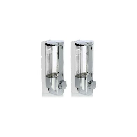 2X Seifenspender zur Wandmontage - Seifenspender zur Wandmontage, nachfüllbar - Seifenspender für Duschgel und Shampoo (Chrom) (1/5)
